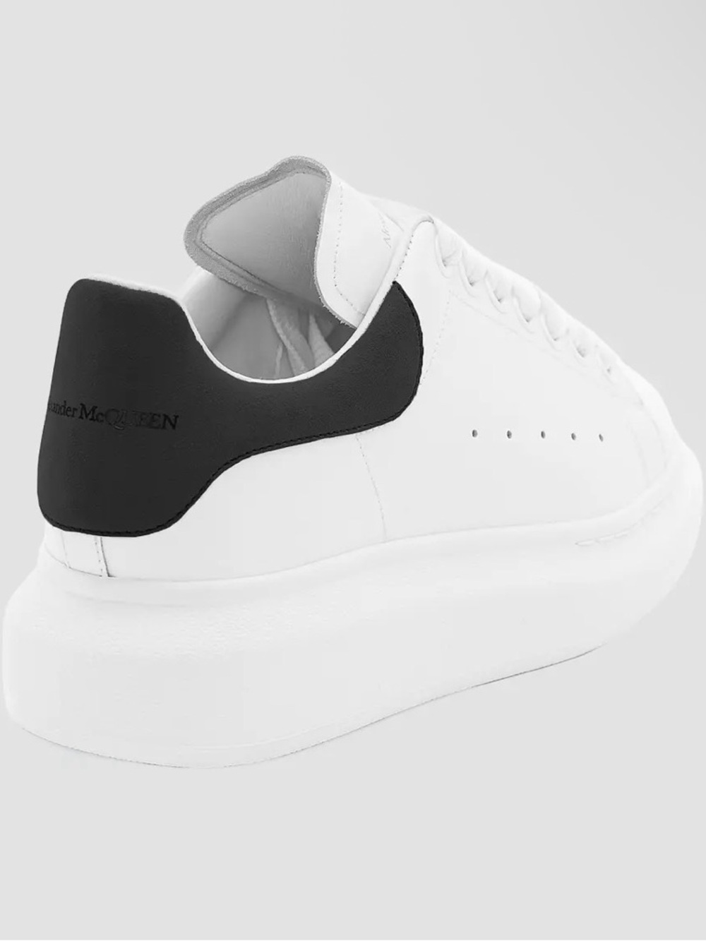 Alexander McQueen White Leather Sneaker with Black Heel Patch